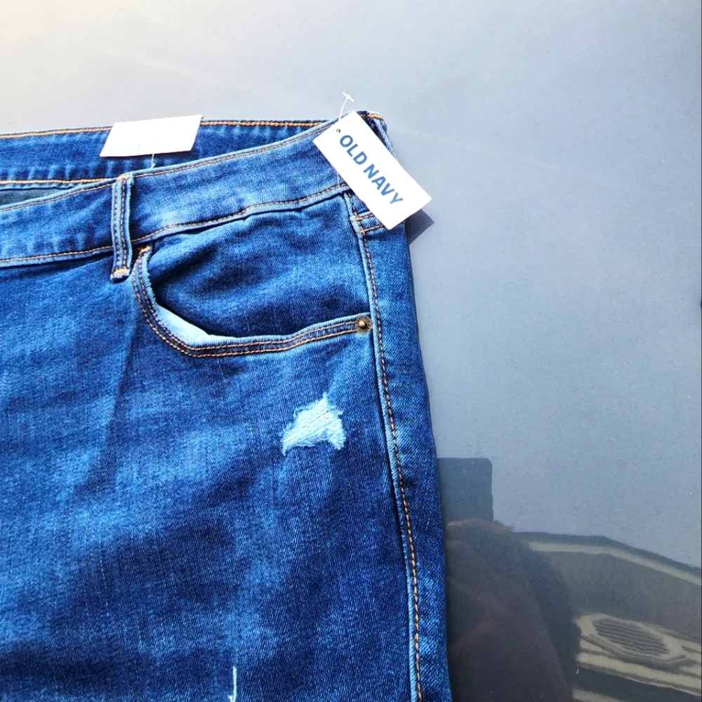 Old Navy Women's blue jeans pants 👖 power slim straight mid-rise - Picture 6 of 8